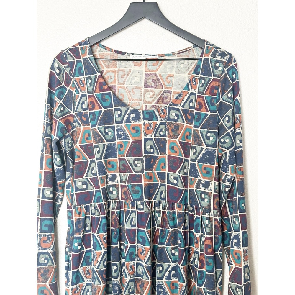 Peruvian Connection Huari Pima Cotton Dress Geometric Print Boho Size Medium - Picture 3 of 8